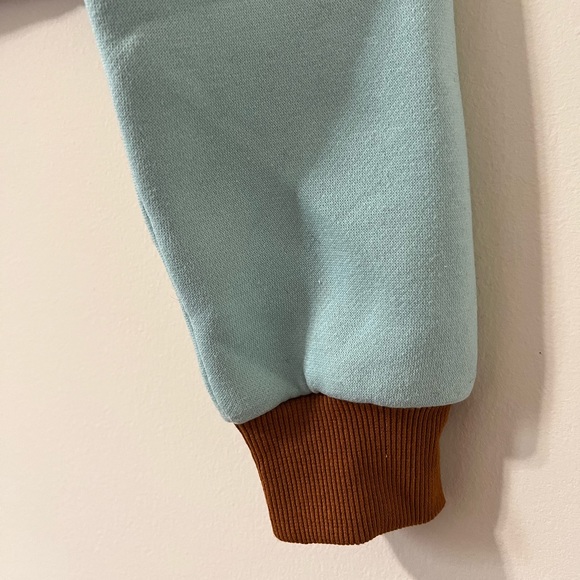 Christopher John Rogers Blue Brown Cropped Patchwork Pullover Hoodie Size Small - Picture 5 of 10